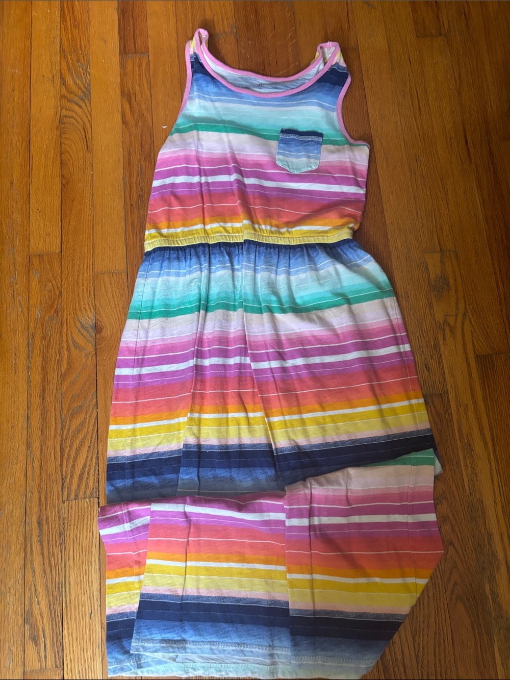 GAP Girls Rainbow Stripe Sleeveless Maxi Dress — Pink, Blue, Yellow, Green